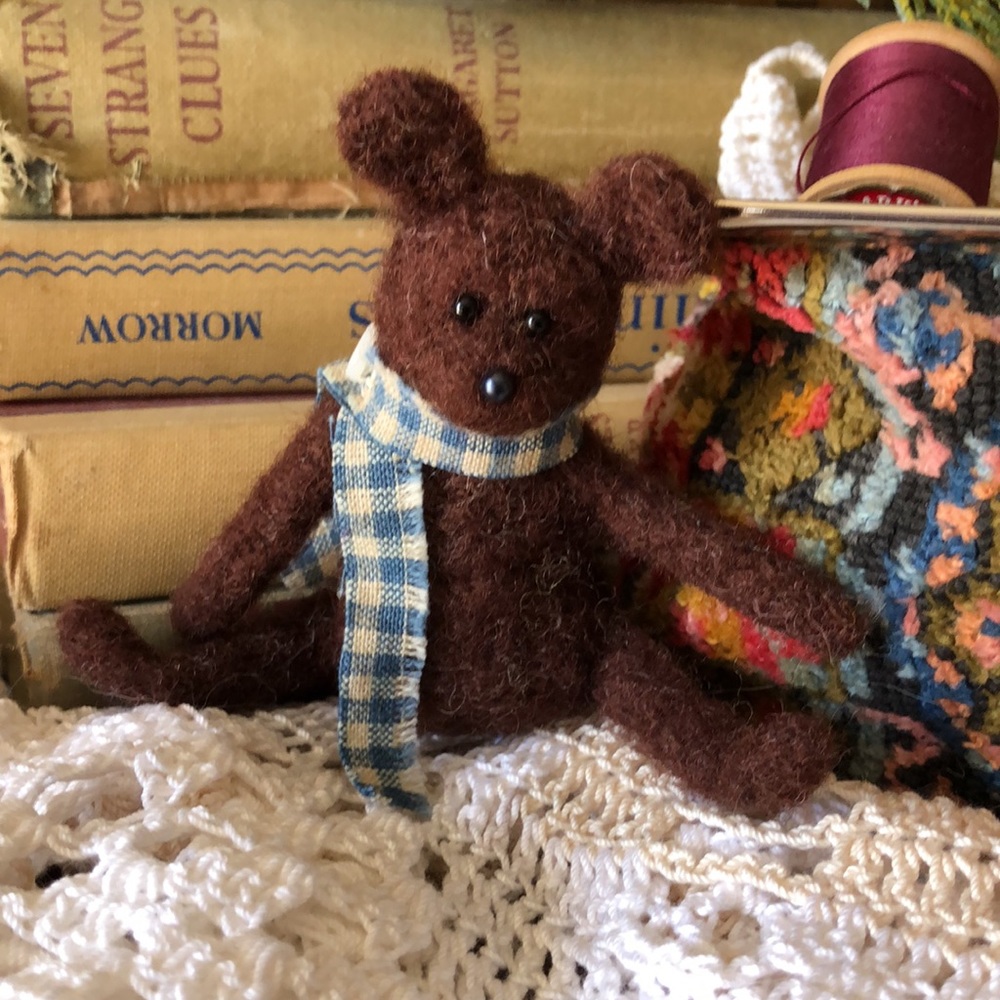 COPY - Handmade needle felted teddy bear NWT